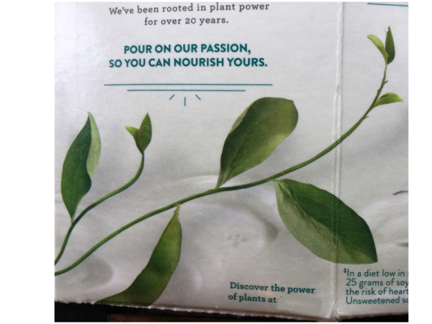 Someone's wildly inaccuarate idea of a soybean plant. the brand name has been obscured to protect its reputation.
